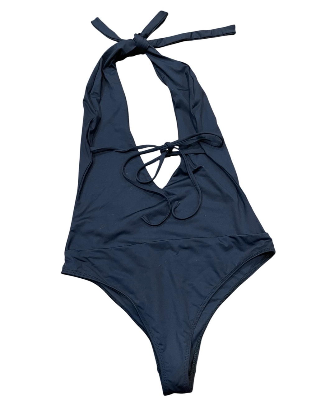 Frankies Bikinis Paulina One Piece Swimsuit Halter Plunge Neckline SZ M Black - Picture 6 of 7